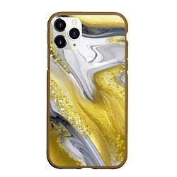 Чехол iPhone 11 Pro матовый Благородный серо-золотой мрамор