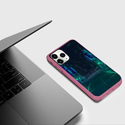 Чехол iPhone 11 Pro матовый Неоновая ночная улица, цвет: 3D-малиновый — фото 2