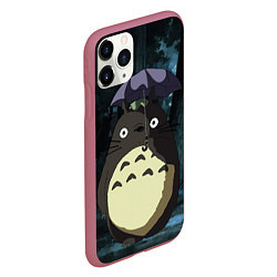 Чехол iPhone 11 Pro матовый Totoro in rain forest, цвет: 3D-малиновый — фото 2