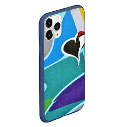 Чехол iPhone 11 Pro матовый Граффити сердце, цвет: 3D-тёмно-синий — фото 2