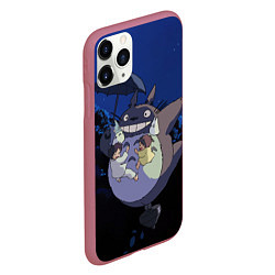 Чехол iPhone 11 Pro матовый Night flight Totoro, цвет: 3D-малиновый — фото 2