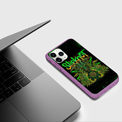 Чехол iPhone 11 Pro матовый Slipknot green satan, цвет: 3D-фиолетовый — фото 2