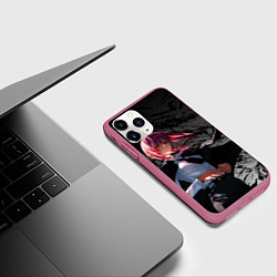 Чехол iPhone 11 Pro матовый Демон контроля : Человек бензопила, цвет: 3D-малиновый — фото 2