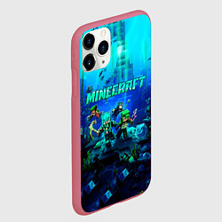 Чехол iPhone 11 Pro матовый Minecraft water, цвет: 3D-малиновый — фото 2