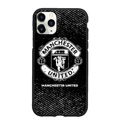 Чехол iPhone 11 Pro матовый Manchester United с потертостями на темном фоне