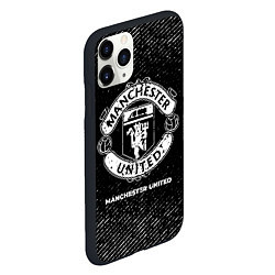 Чехол iPhone 11 Pro матовый Manchester United с потертостями на темном фоне, цвет: 3D-черный — фото 2