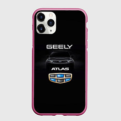 Чехол iPhone 11 Pro матовый Geely Атлас, цвет: 3D-малиновый
