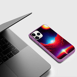 Чехол iPhone 11 Pro матовый Красные облака туманности в космическом пространст, цвет: 3D-фиолетовый — фото 2