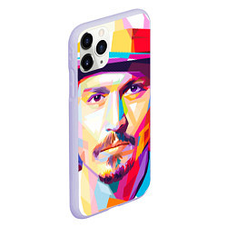Чехол iPhone 11 Pro матовый Джонни Депп портрет, цвет: 3D-светло-сиреневый — фото 2