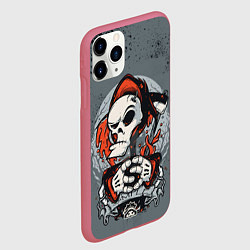 Чехол iPhone 11 Pro матовый Slipknot Скелет, цвет: 3D-малиновый — фото 2