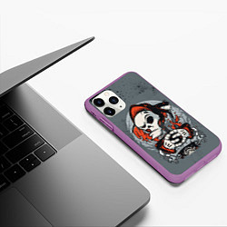 Чехол iPhone 11 Pro матовый Slipknot Скелет, цвет: 3D-фиолетовый — фото 2