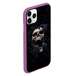 Чехол iPhone 11 Pro матовый Hands on skull, цвет: 3D-фиолетовый — фото 2