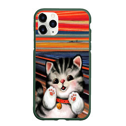 Чехол iPhone 11 Pro матовый Крик котёнка мяу, цвет: 3D-темно-зеленый