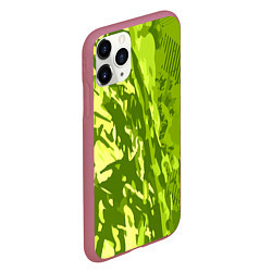 Чехол iPhone 11 Pro матовый Зеленый абстрактный камуфляж, цвет: 3D-малиновый — фото 2