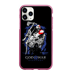 Чехол iPhone 11 Pro матовый Кратос,Атрей и Тор GoW Ragnarok, цвет: 3D-малиновый