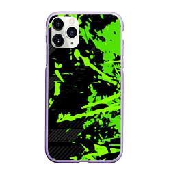 Чехол iPhone 11 Pro матовый Black & Green, цвет: 3D-светло-сиреневый