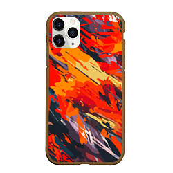 Чехол iPhone 11 Pro матовый Оранжевые кляксы, цвет: 3D-коричневый