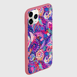 Чехол iPhone 11 Pro матовый Multi-colored colorful patterns, цвет: 3D-малиновый — фото 2