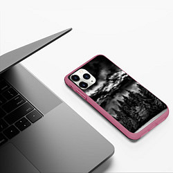 Чехол iPhone 11 Pro матовый Night Forest, цвет: 3D-малиновый — фото 2