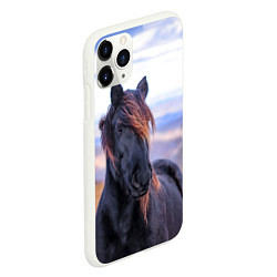 Чехол iPhone 11 Pro матовый Черный конь, цвет: 3D-белый — фото 2