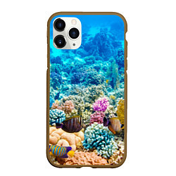 Чехол iPhone 11 Pro матовый Дно морское, цвет: 3D-коричневый