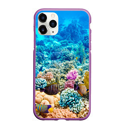 Чехол iPhone 11 Pro матовый Дно морское, цвет: 3D-фиолетовый