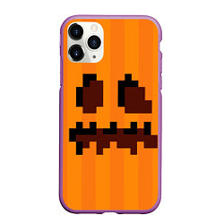 Чехол iPhone 11 Pro матовый Тыква - Майнкрафт - Хеллоуин, цвет: 3D-фиолетовый
