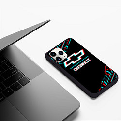 Чехол iPhone 11 Pro матовый Значок Chevrolet в стиле glitch на темном фоне, цвет: 3D-черный — фото 2