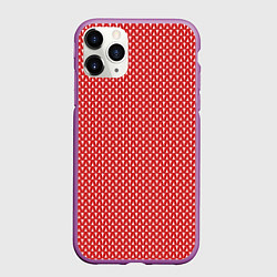 Чехол iPhone 11 Pro матовый Вязанное полотно - Красное, цвет: 3D-фиолетовый