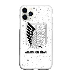 Чехол iPhone 11 Pro матовый Attack on Titan glitch на светлом фоне