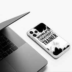 Чехол iPhone 11 Pro матовый Worlds okayest trainer - white, цвет: 3D-белый — фото 2