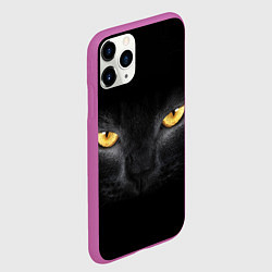 Чехол iPhone 11 Pro матовый Чёрная кошка с оранжевыми глазами, цвет: 3D-фиолетовый — фото 2