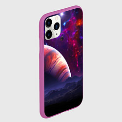 Чехол iPhone 11 Pro матовый Бесконечное космическое пространство - Планета, цвет: 3D-фиолетовый — фото 2