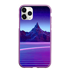 Чехол iPhone 11 Pro матовый Neon mountains - Vaporwave, цвет: 3D-фиолетовый