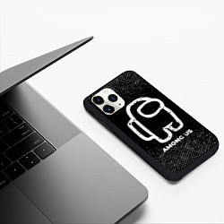 Чехол iPhone 11 Pro матовый Among Us с потертостями на темном фоне, цвет: 3D-черный — фото 2