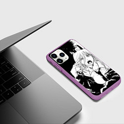 Чехол iPhone 11 Pro матовый Возмущенная Пауэр - Человек бензопила, цвет: 3D-фиолетовый — фото 2