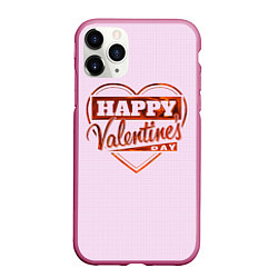 Чехол iPhone 11 Pro матовый Happy Valentines Day!, цвет: 3D-малиновый