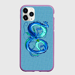 Чехол iPhone 11 Pro матовый Синий дракон в форме цифры 8, цвет: 3D-фиолетовый