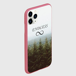 Чехол iPhone 11 Pro матовый Бесконечный лес, цвет: 3D-малиновый — фото 2