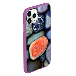 Чехол iPhone 11 Pro матовый Цветные камушки, цвет: 3D-фиолетовый — фото 2