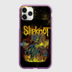 Чехол iPhone 11 Pro матовый Slipknot Yellow Monster, цвет: 3D-фиолетовый