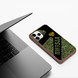 Чехол iPhone 11 Pro матовый Камуфляж - RUSSIA, цвет: 3D-коричневый — фото 2