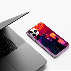 Чехол iPhone 11 Pro матовый Странный чумной доктор в стиле Cyberpunk, цвет: 3D-сиреневый — фото 2