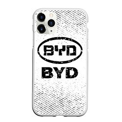 Чехол iPhone 11 Pro матовый BYD с потертостями на светлом фоне