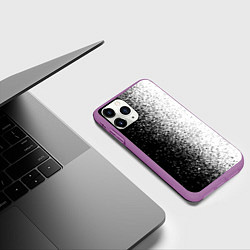 Чехол iPhone 11 Pro матовый Брызги красок - Черно-белый, цвет: 3D-фиолетовый — фото 2