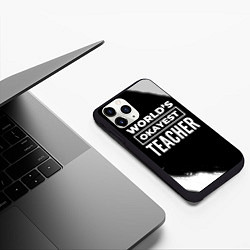 Чехол iPhone 11 Pro матовый Worlds okayest teacher - dark, цвет: 3D-черный — фото 2