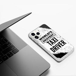 Чехол iPhone 11 Pro матовый Worlds okayest taxi driver - white, цвет: 3D-белый — фото 2