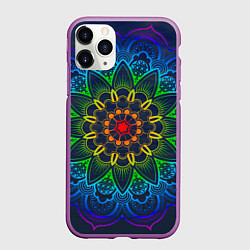 Чехол iPhone 11 Pro матовый Радужная мандала удачи, цвет: 3D-фиолетовый