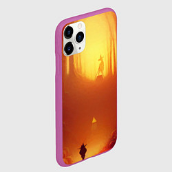 Чехол iPhone 11 Pro матовый Темная ведьма колдует в жутком лесу, цвет: 3D-фиолетовый — фото 2