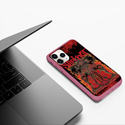 Чехол iPhone 11 Pro матовый Slipknot black and red, цвет: 3D-малиновый — фото 2